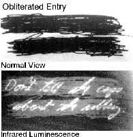 Obliterated entry using infrared luminescence